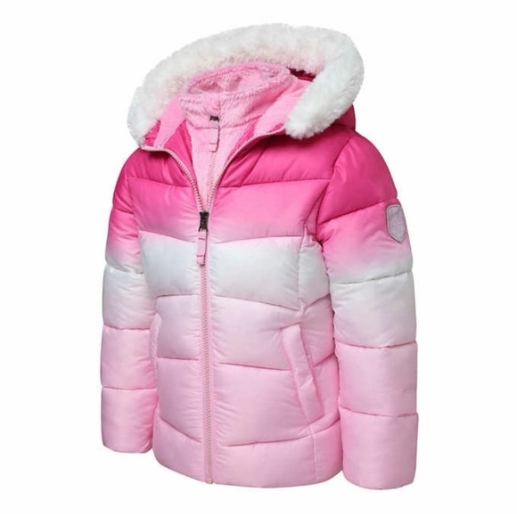 Pink Ombré Snozu Girls Hooded Puffer Jacket - Picture 3 of 6